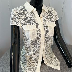 Lace button down shirt